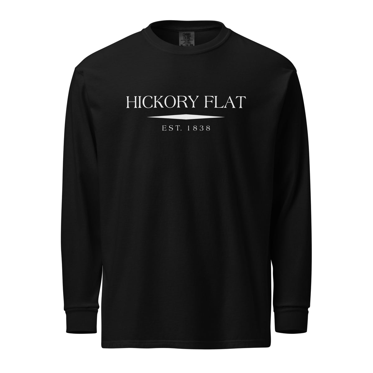 Hickory Flat GA long sleeve shirt in Black with white ink, North GA Local