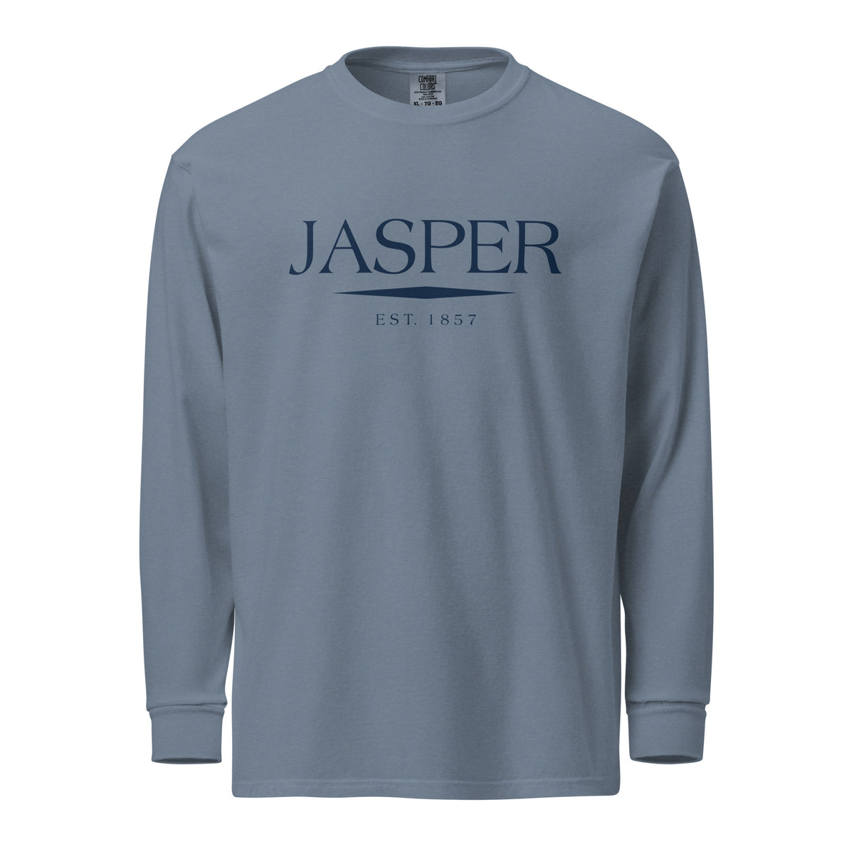 Jasper GA long sleeve shirt in Blue Jean with navy ink, North GA Local