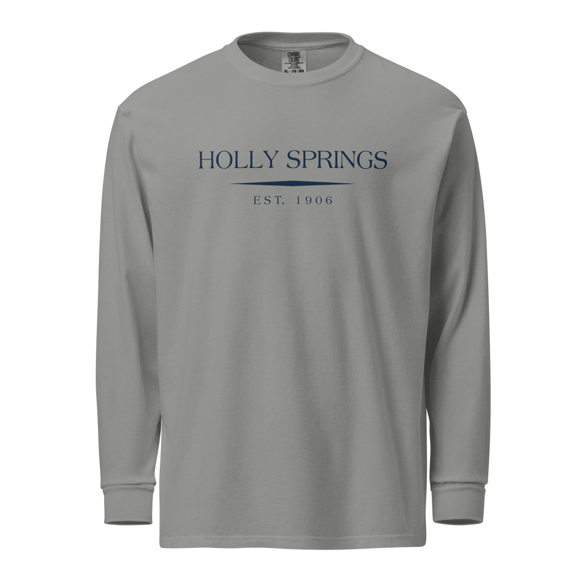 Holly Springs GA long sleeve shirt in Grey with navy ink, North GA Local