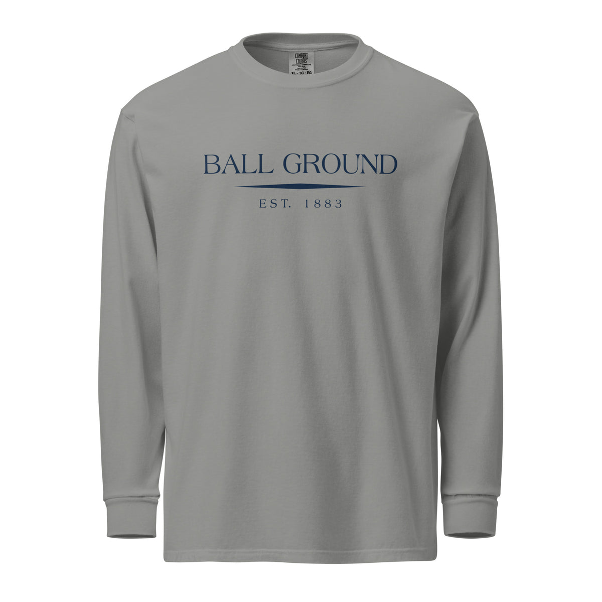 Ball Ground GA long sleeve shirt in Grey with navy ink, North GA Local