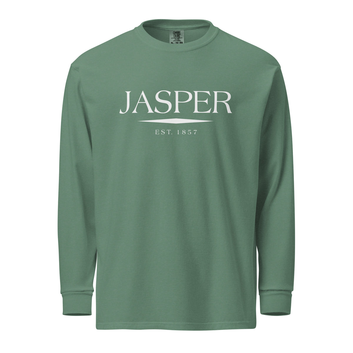 Jasper GA long sleeve shirt in Light Green with white ink, North GA Local