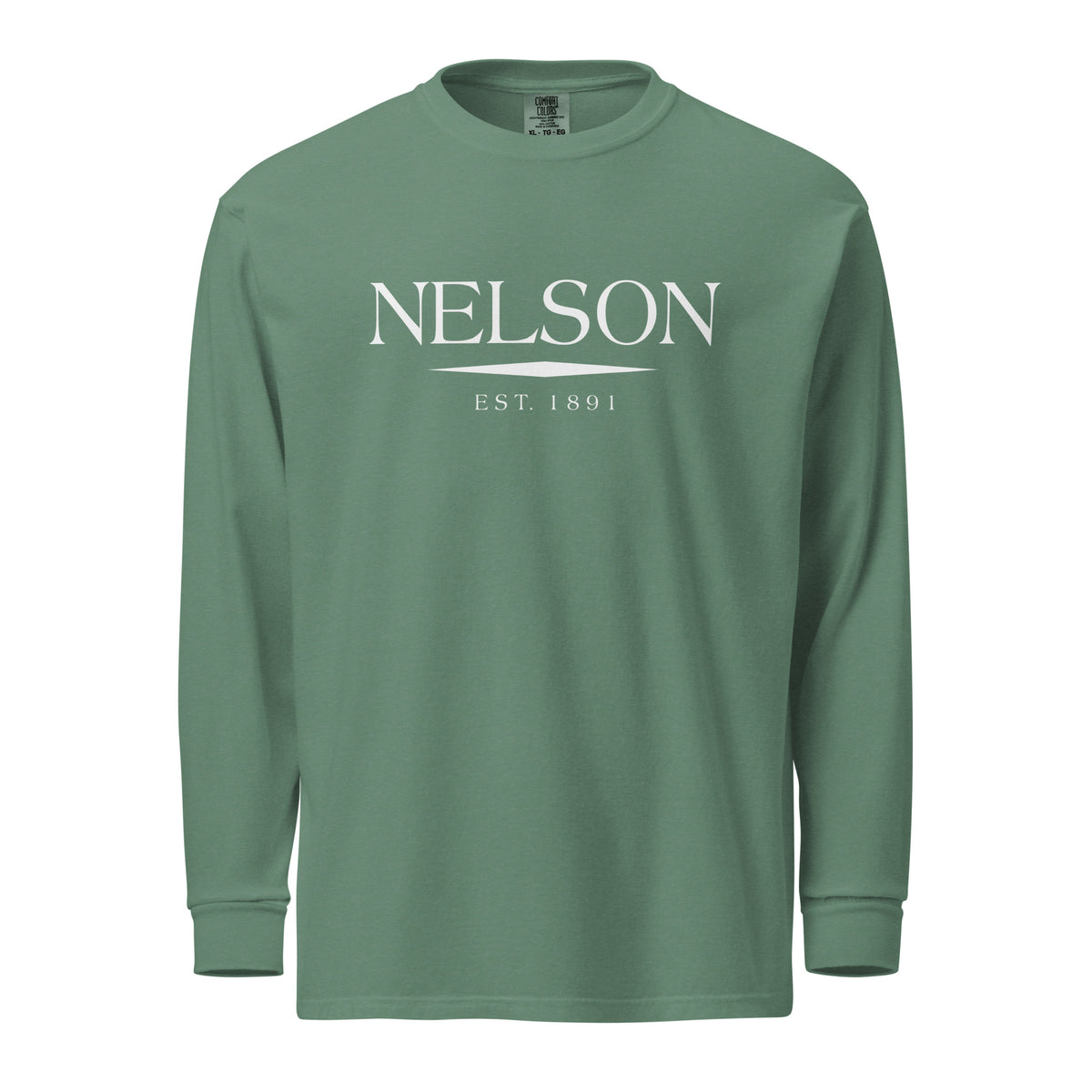 Nelson GA long sleeve shirt in Light Green with white ink, North GA Local