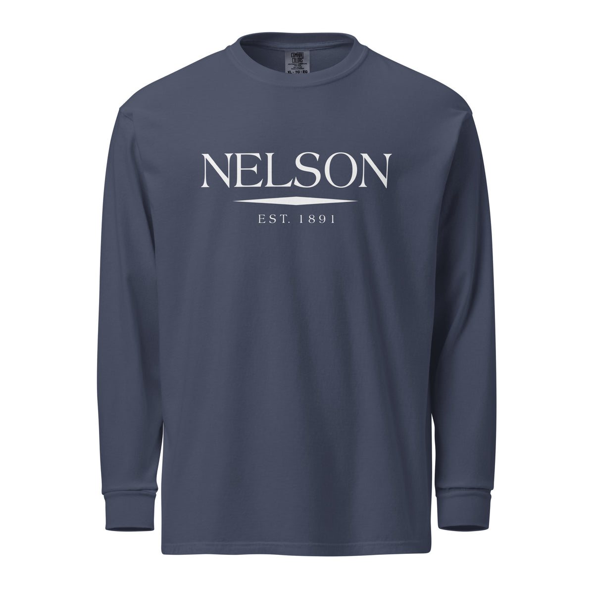Nelson GA long sleeve shirt in Navy with white ink, North GA Local