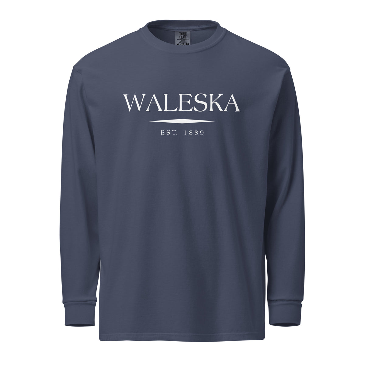 Waleska GA long sleeve shirt in Navy with white ink, North GA Local