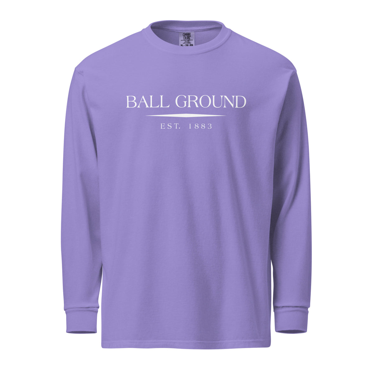 Ball Ground GA long sleeve shirt in Violet with white ink, North GA Local