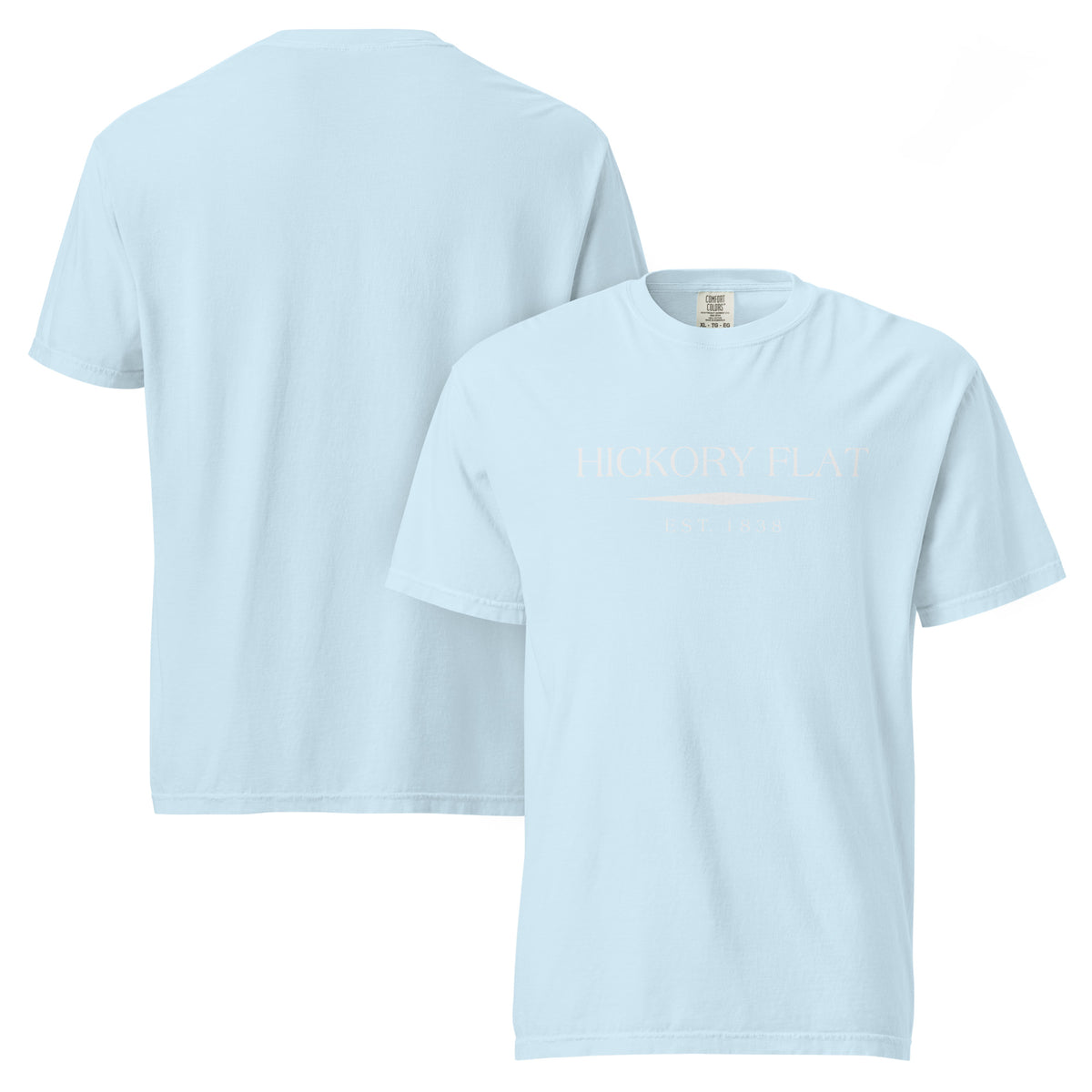 Hickory Flat GA t-shirt in Chambray with white ink, North GA Local