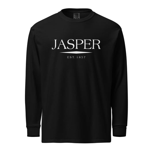 Jasper GA long sleeve shirt in Black with white ink, North GA Local