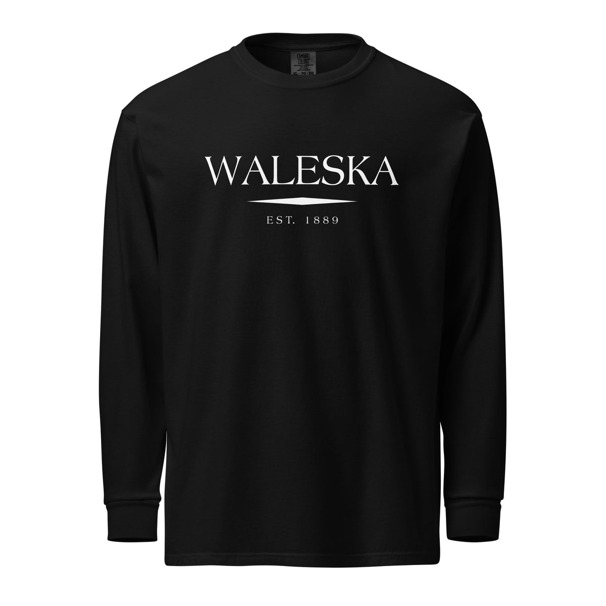 Waleska GA long sleeve shirt in Black with white ink, North GA Local