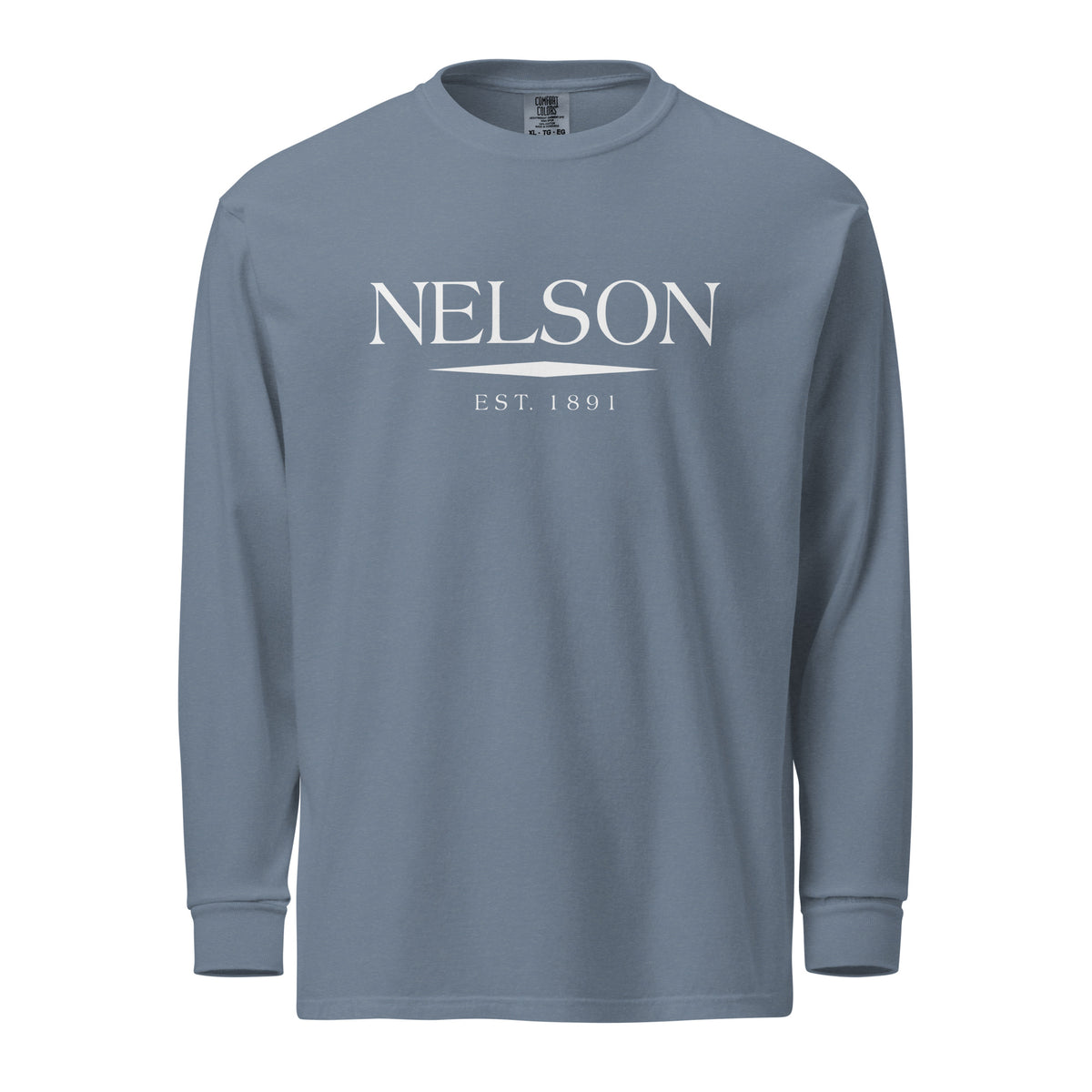 Nelson GA long sleeve shirt in Blue Jean with white ink, North GA Local