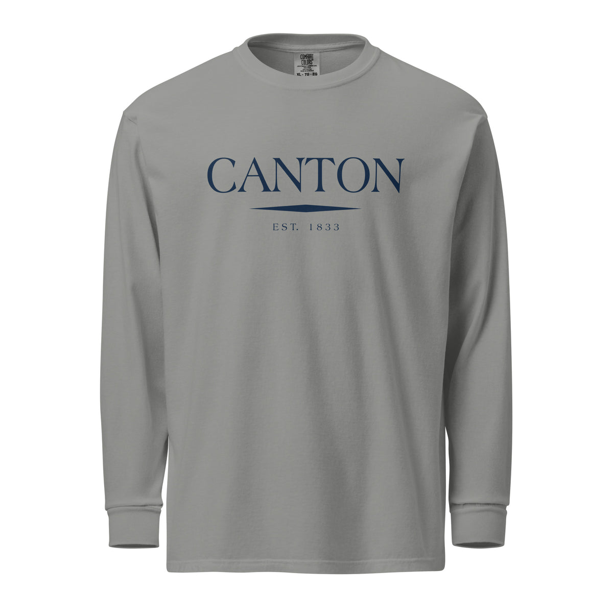 Canton GA long sleeve shirt in Grey with navy ink, North GA Local