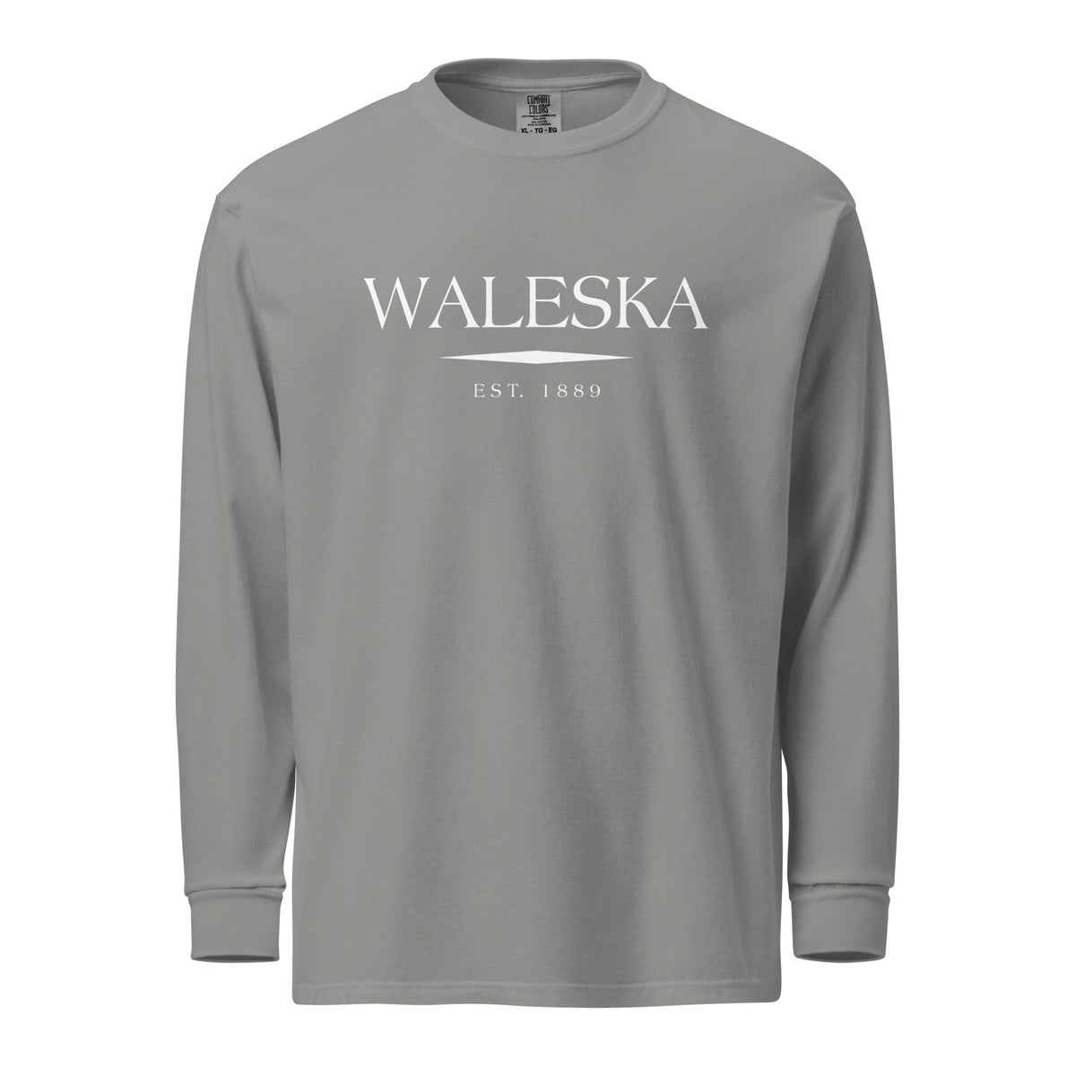 Waleska GA long sleeve shirt in Grey with white ink, North GA Local
