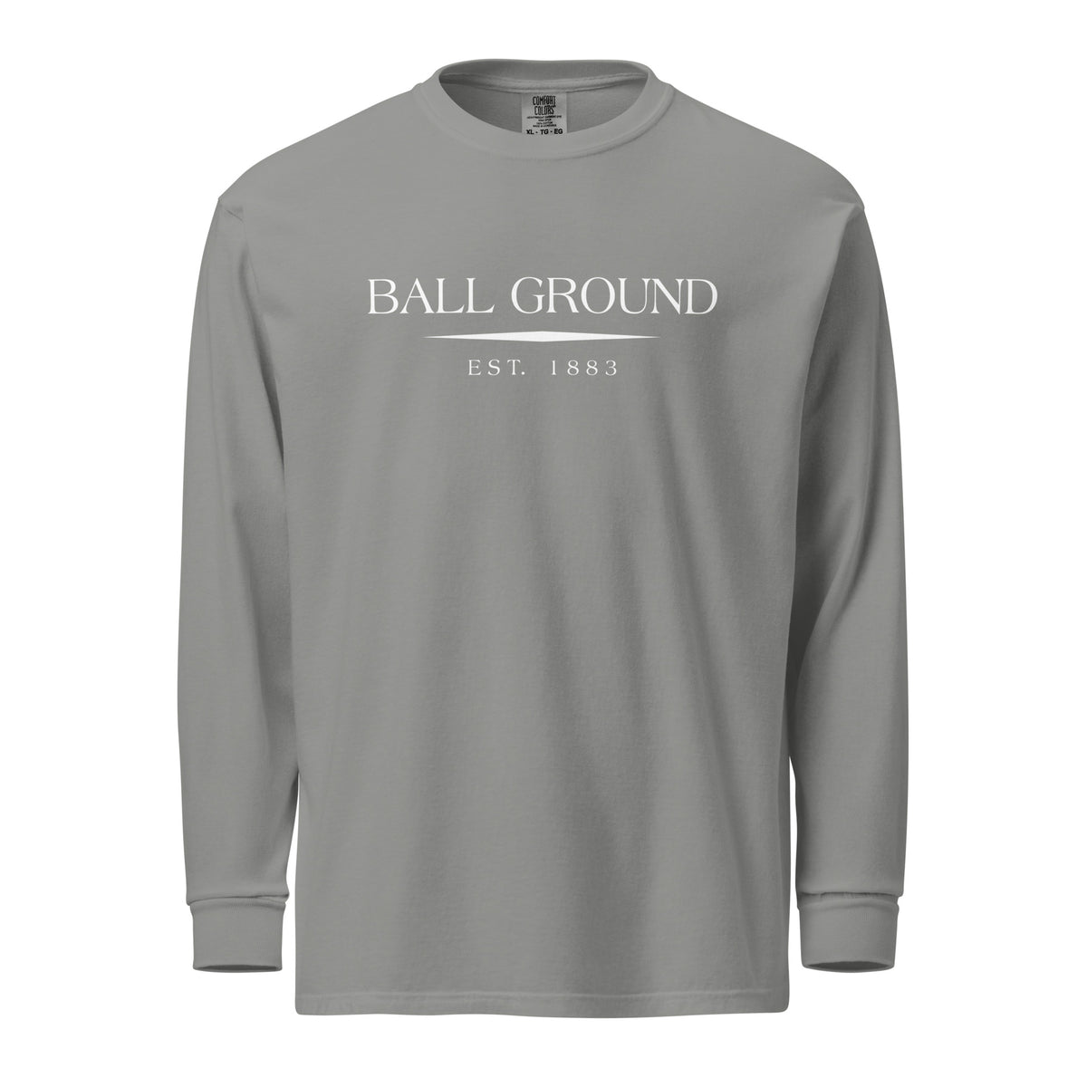 Ball Ground GA long sleeve shirt in Grey with white ink, North GA Local