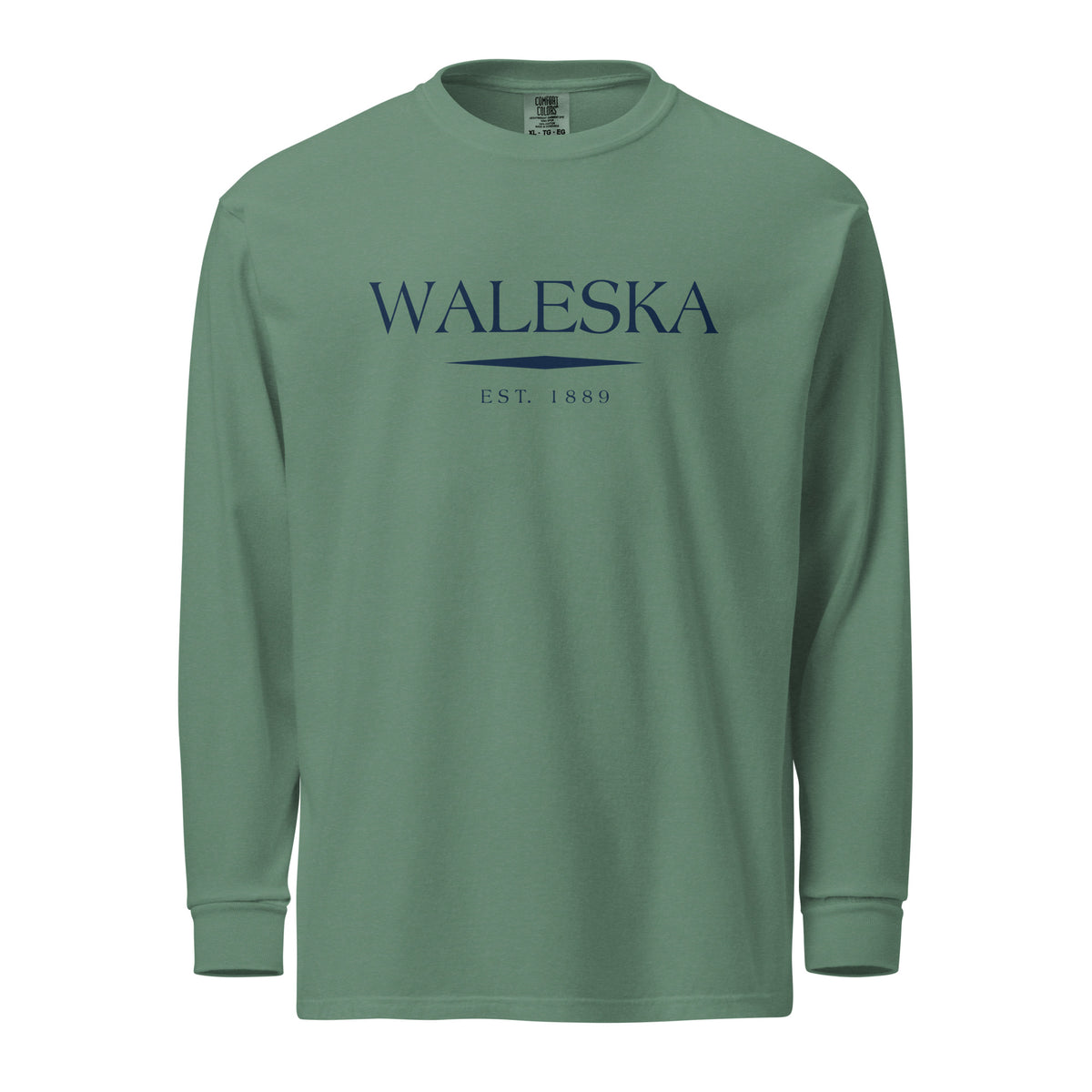Waleska GA long sleeve shirt in Light Green with navy ink, North GA Local