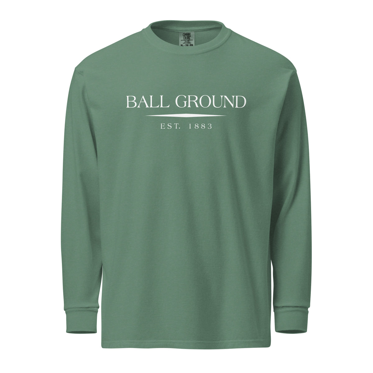 Ball Ground GA long sleeve shirt in Light Green with white ink, North GA Local