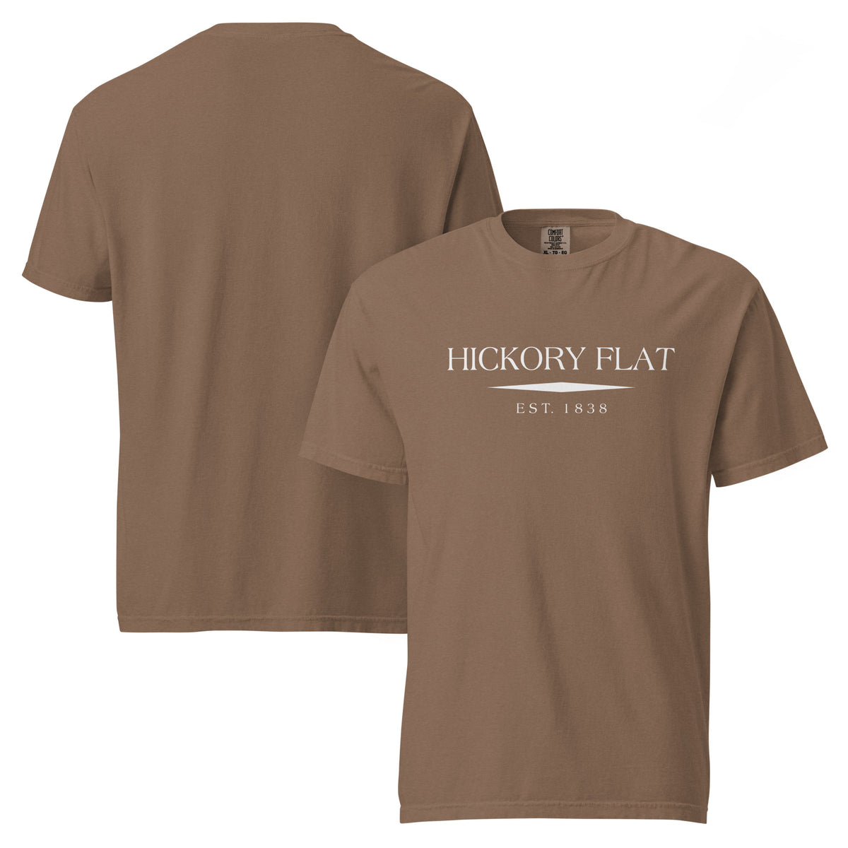 Hickory Flat GA t-shirt in Espresso with white ink, North GA Local