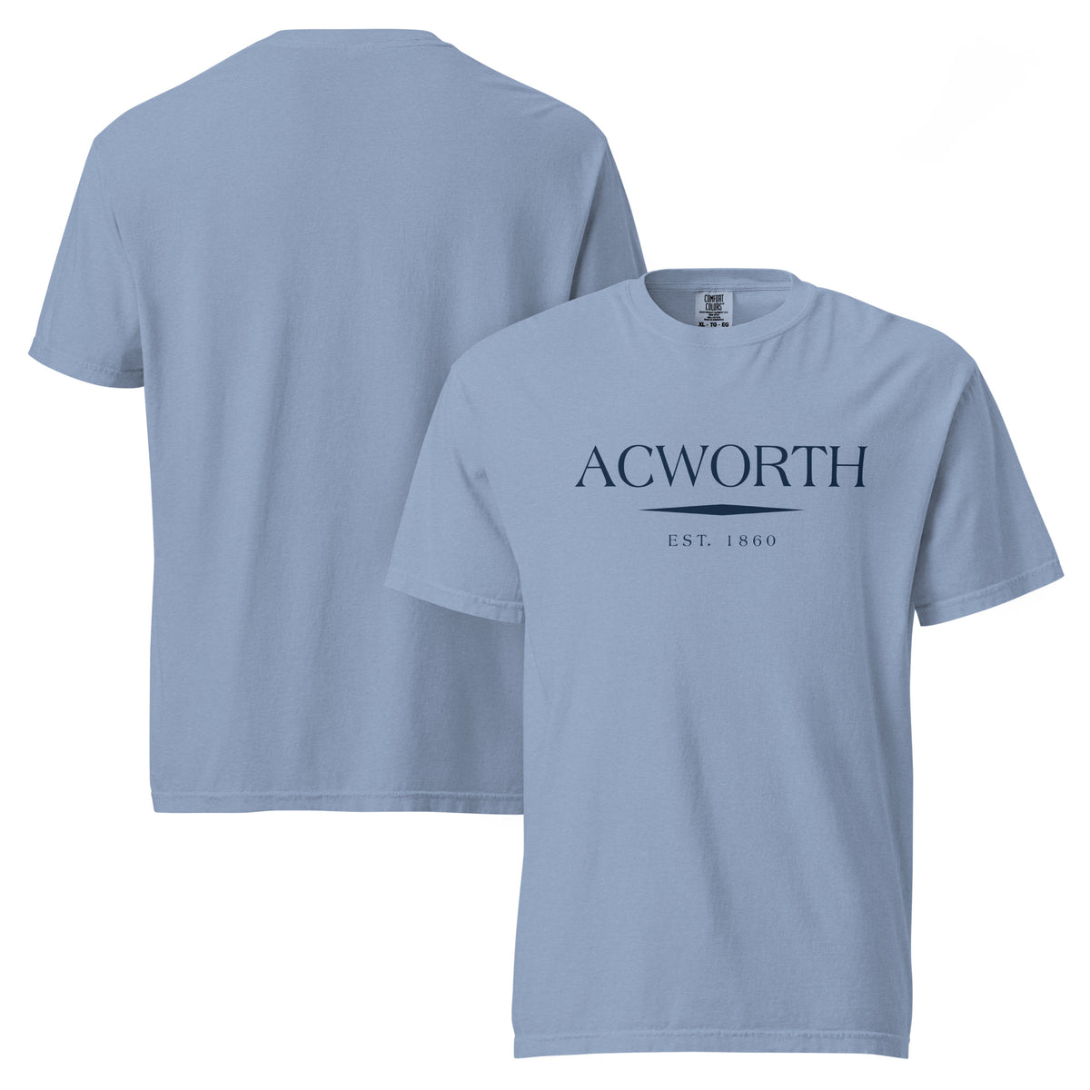 Acworth GA t-shirt in Washed Denim with navy ink, North GA Local