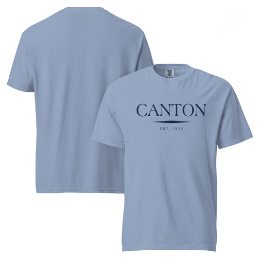 Canton GA t-shirt in Washed Denim with navy ink, North GA Local